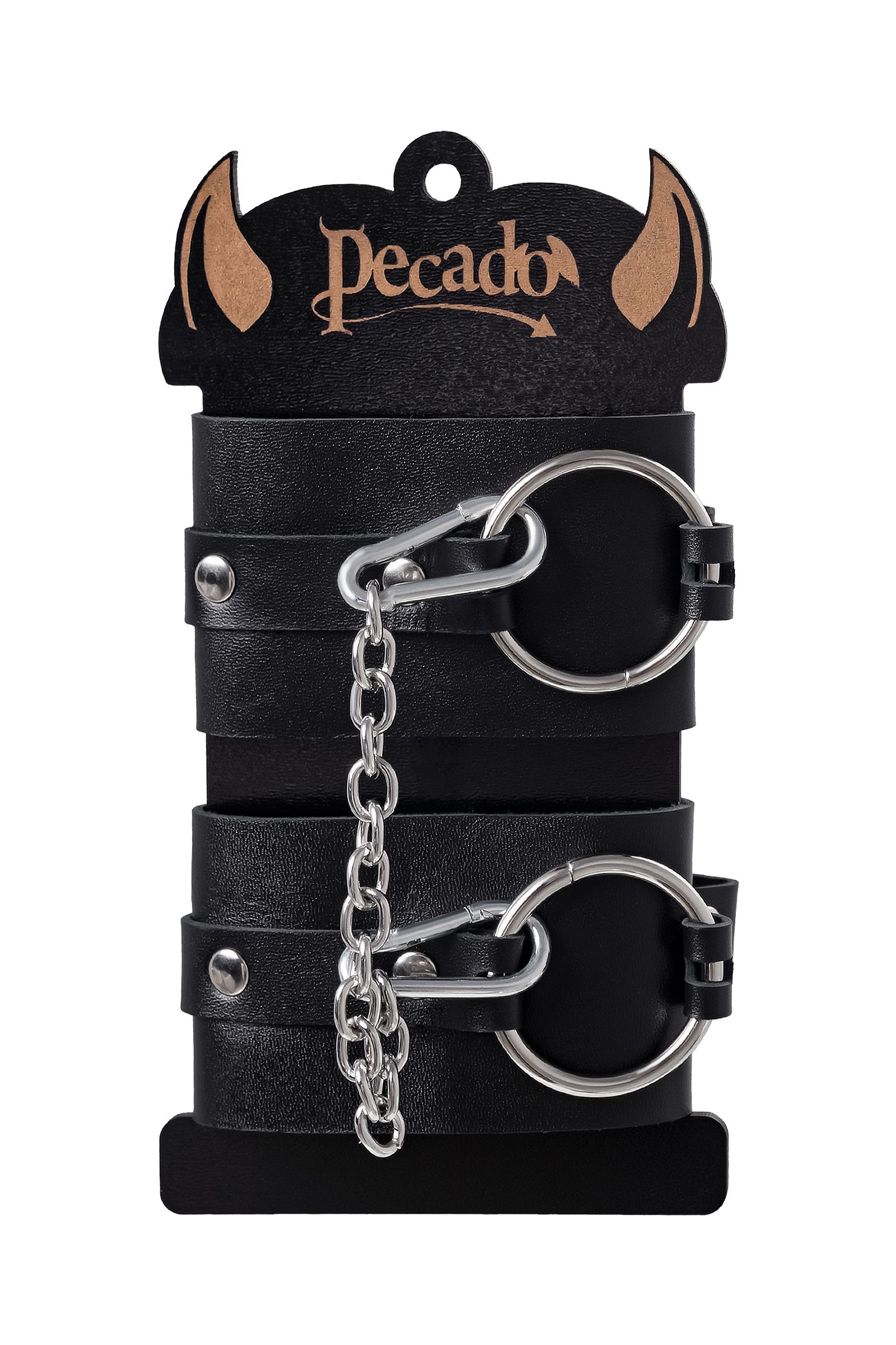 Черные оковы из толстой кожи с люверсами 7