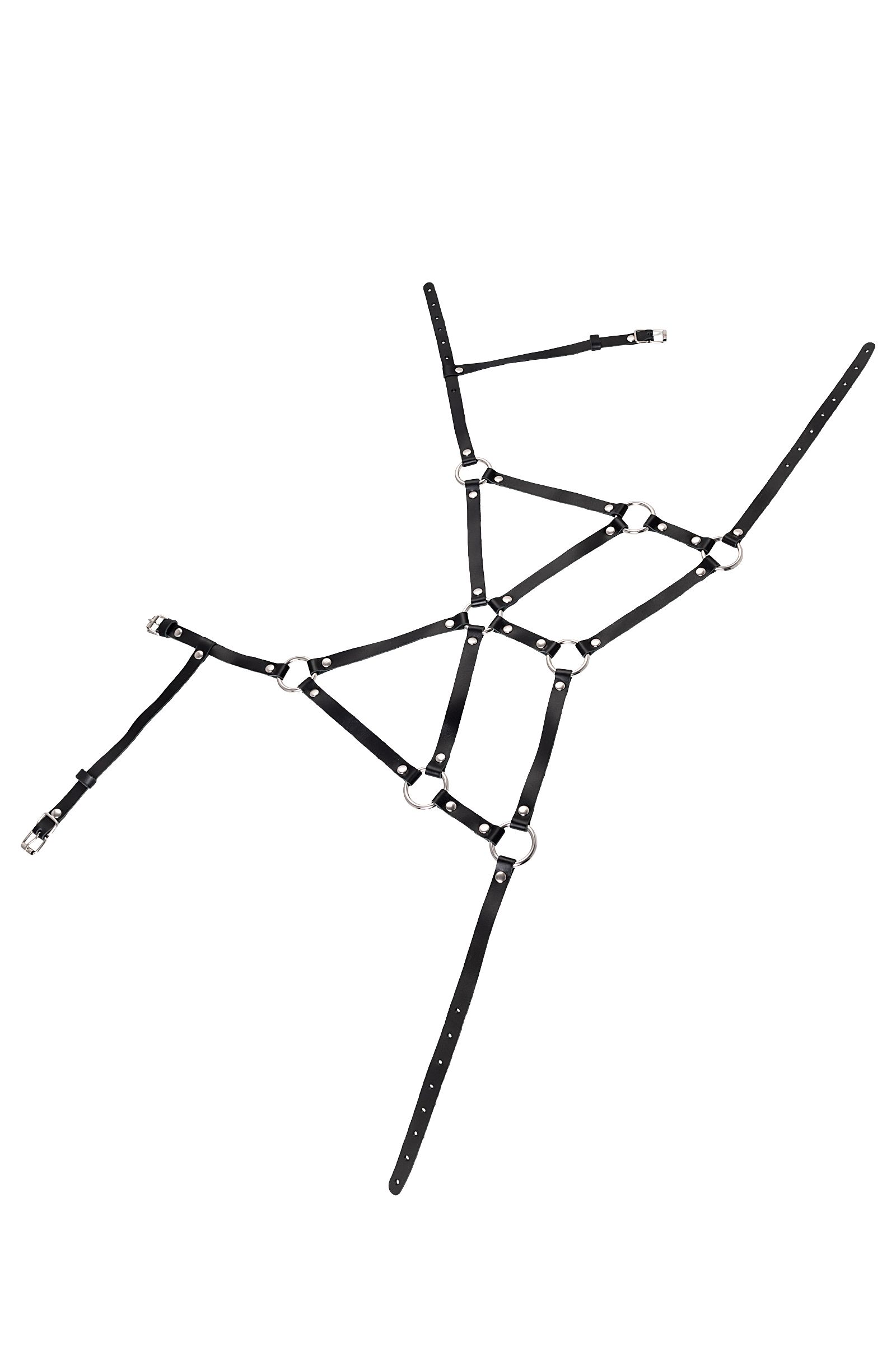 Черная кожаная портупея «Соблазн» с кольцами 5