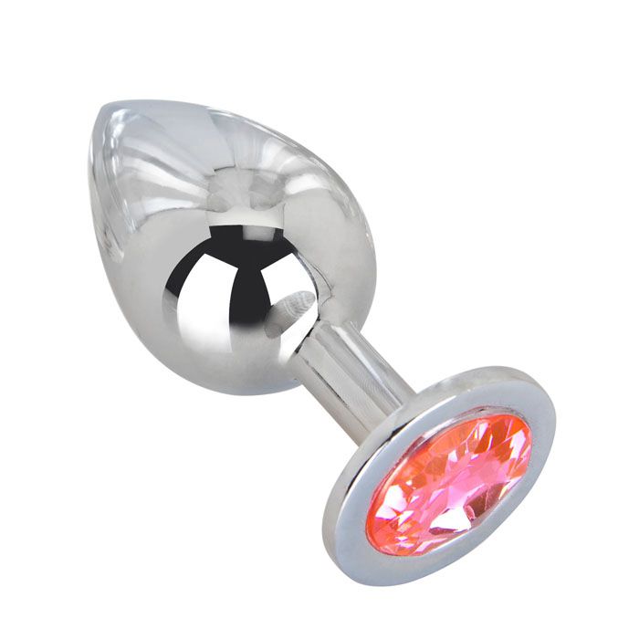 Большой стальной плаг с розовым кристаллом Pink Bubble Gum - 9,5 см. 1
