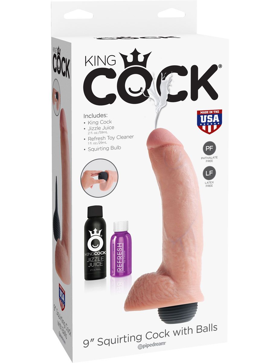 Телесный фаллоимитатор с эффектом семяизвержения Squirting Cock with Balls - 22,9 см. 7