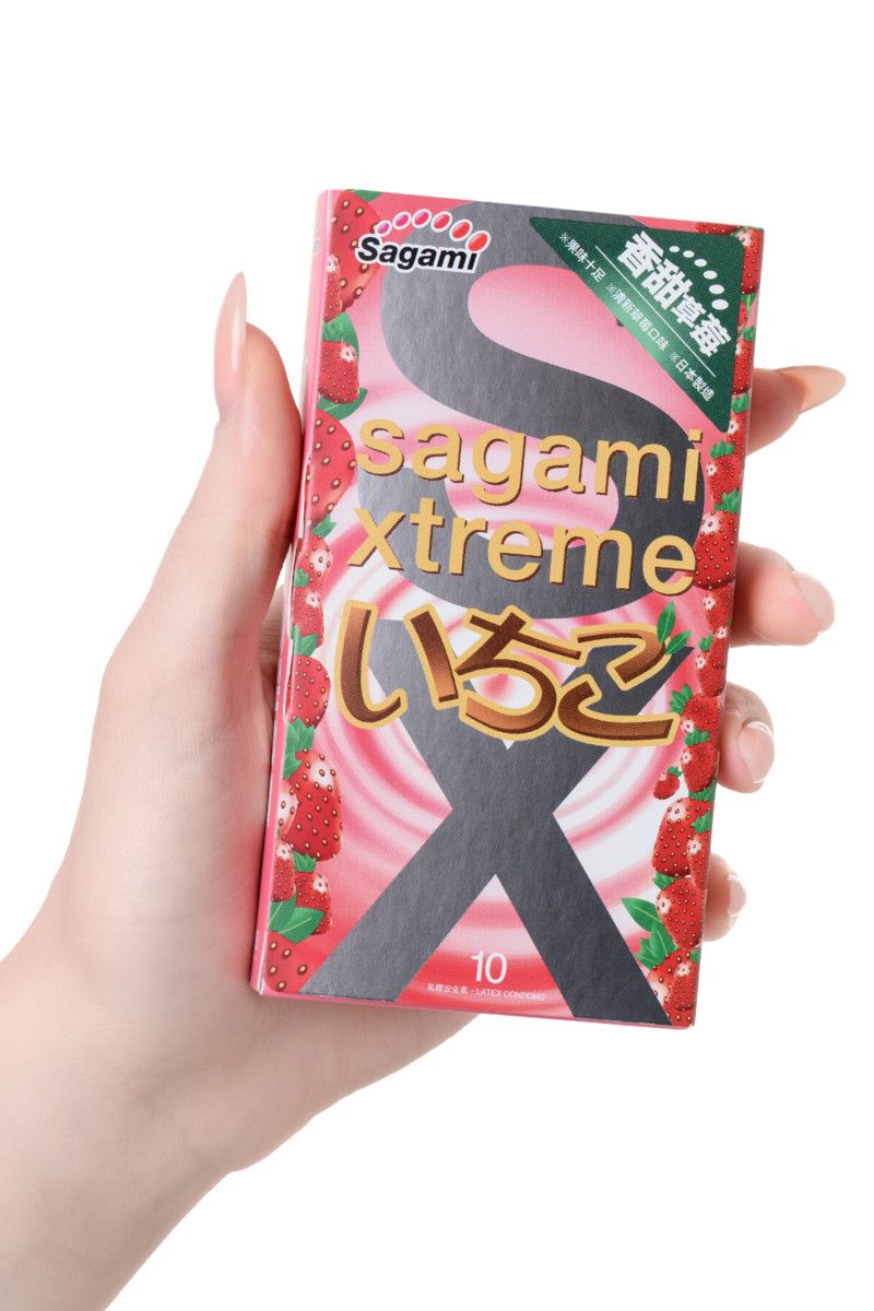 Презервативы Sagami Xtreme Strawberry c ароматом клубники - 10 шт. 5