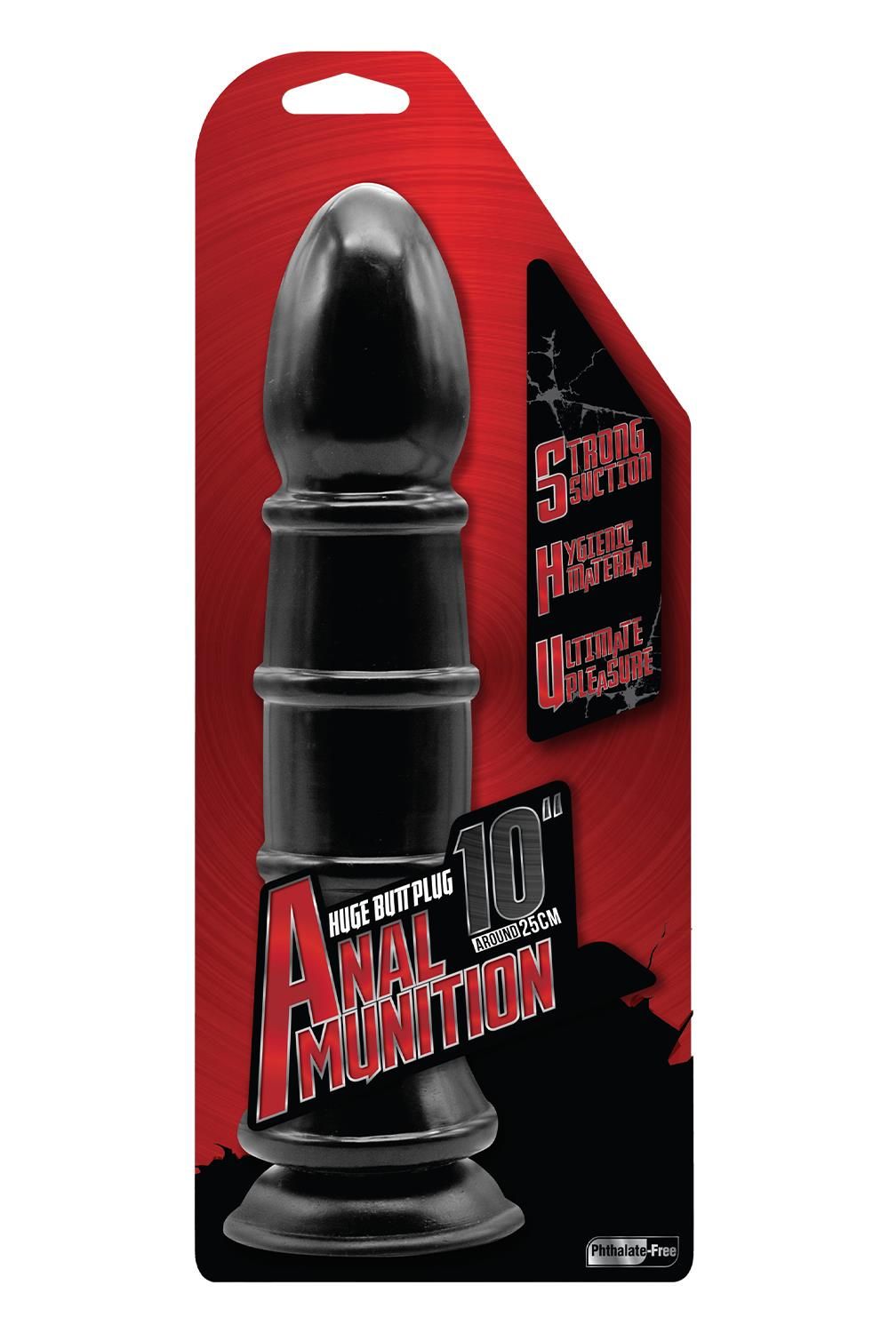 Чёрный анальный фаллоимитатор с рёбрышками Anal Munition Huge Butt Plug - 28,5 см. 2