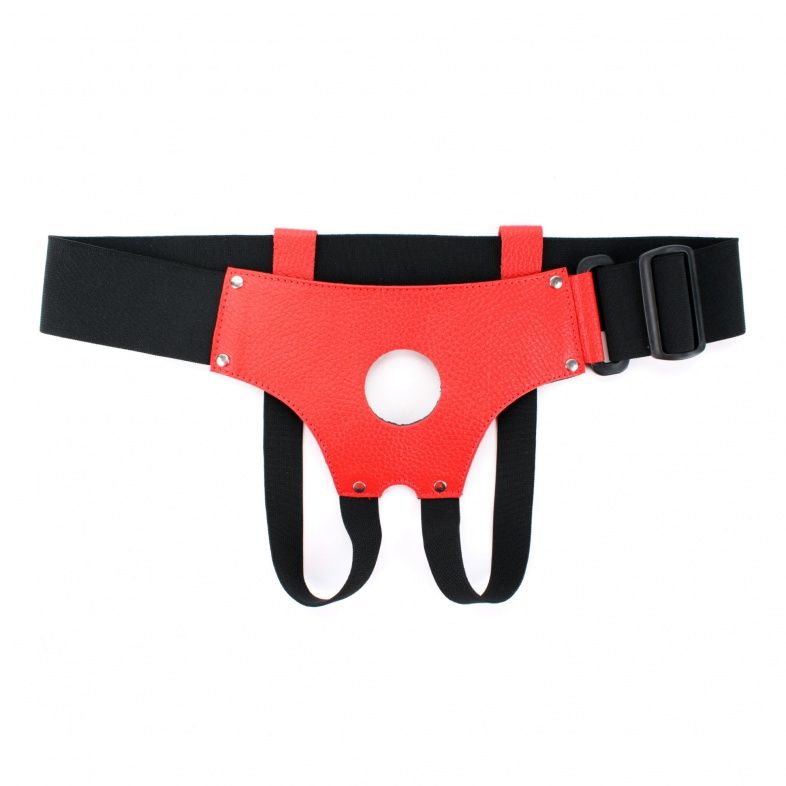 Красно-черные кожаные трусики для насадок 1