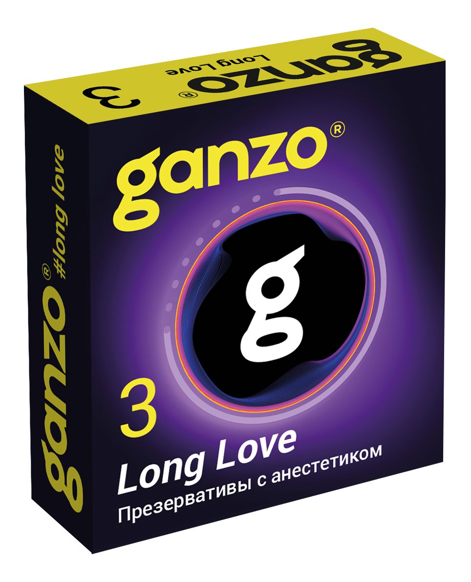 Презервативы с анестетиком для продления удовольствия Ganzo Long Love - 3 шт.