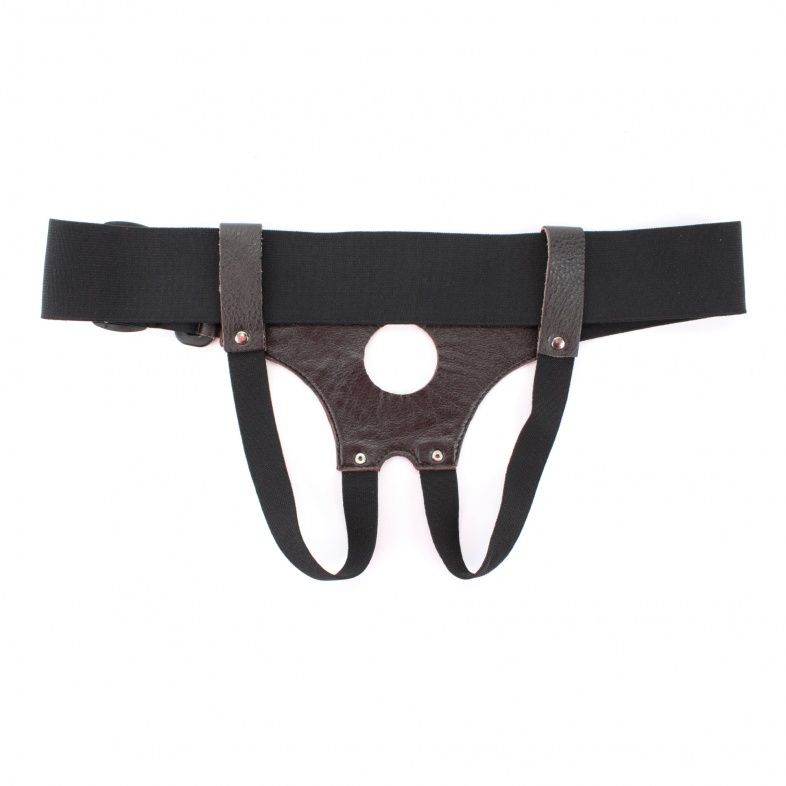Коричневые кожаные трусики-джоки для насадок 2