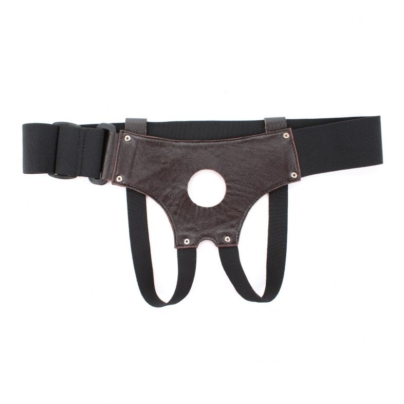 Коричневые кожаные трусики-джоки для насадок 3