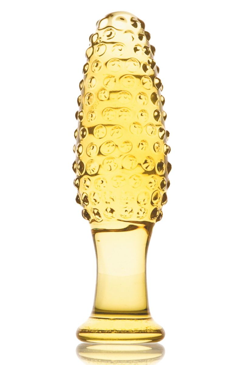 Стеклянная анально-вагинальная пробка с выпуклыми точками - 13 см. 1