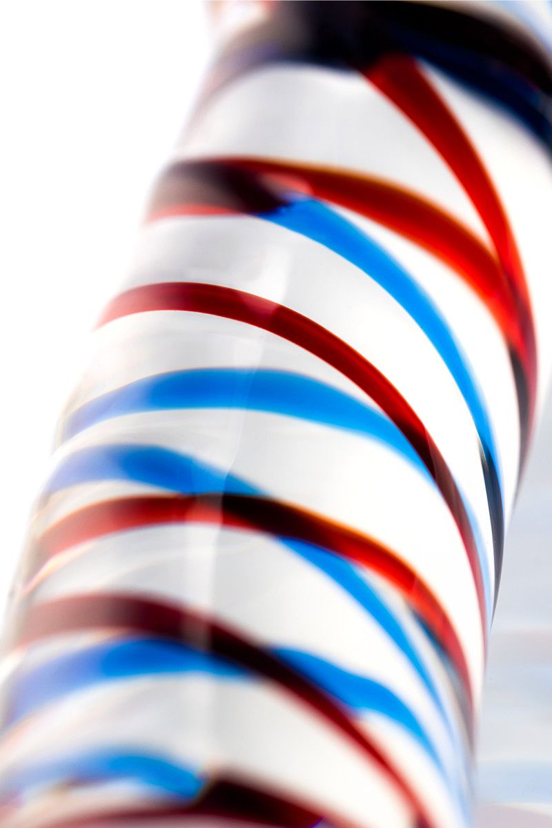 Двусторонний стеклянный фаллос с разноцветными спиралями - 21 см. 2