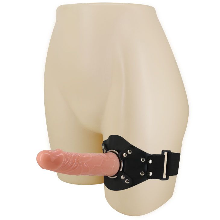Телесный фаллос с креплением на ногу - 17 см. 1