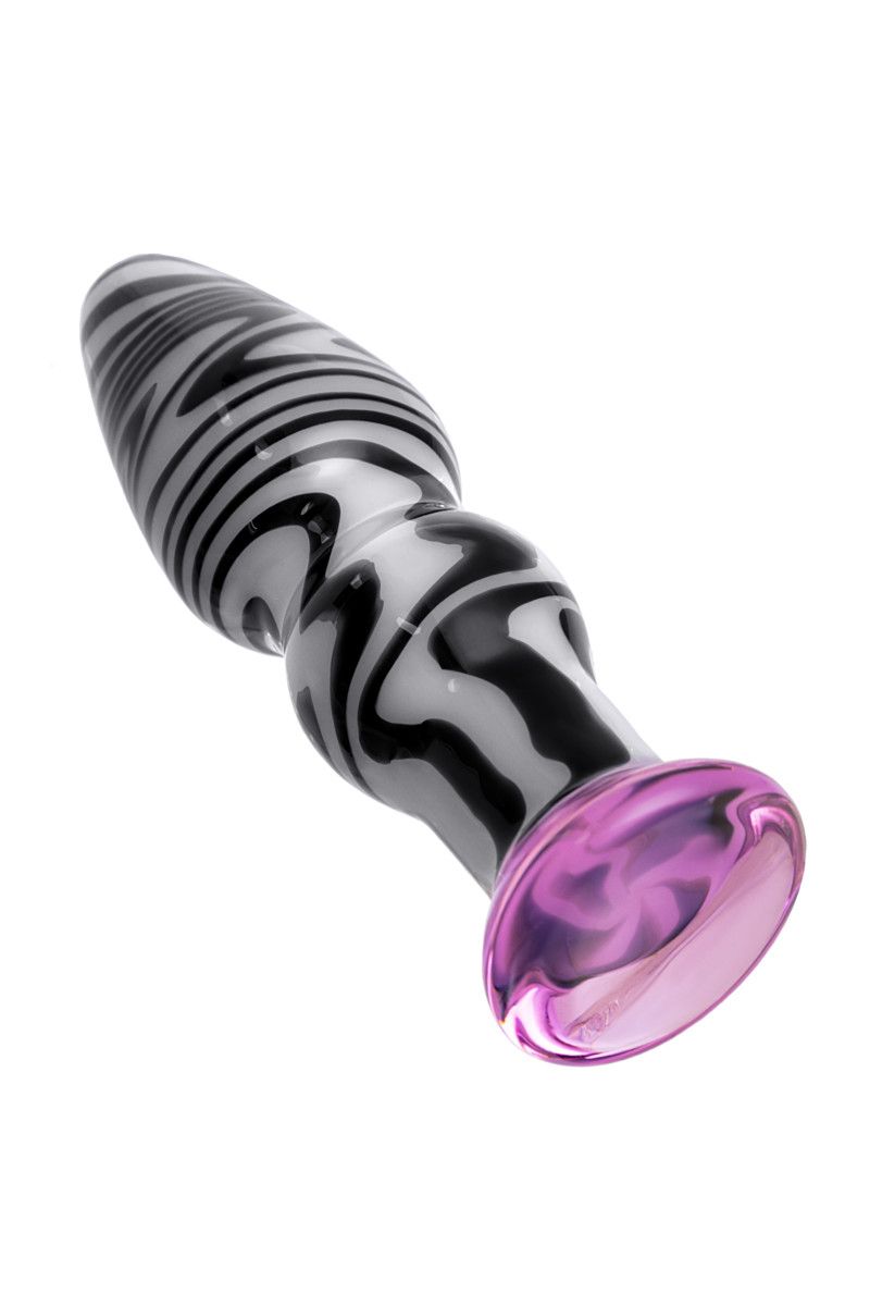 Белая анальная пробка из стекла с чёрными полосами - 12,5 см. 2