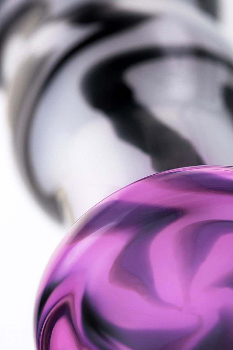 Белая анальная пробка из стекла с чёрными полосами - 12,5 см. 3