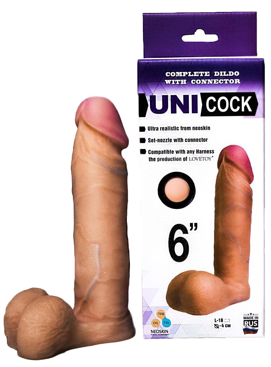 Насадка для страпона фаллической формы UNICOCK 6" - 18 см. 2