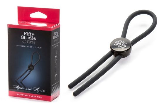 Тёмно-серое эрекционное кольцо с зажимом Again and Again Adjustable Cock Ring 2