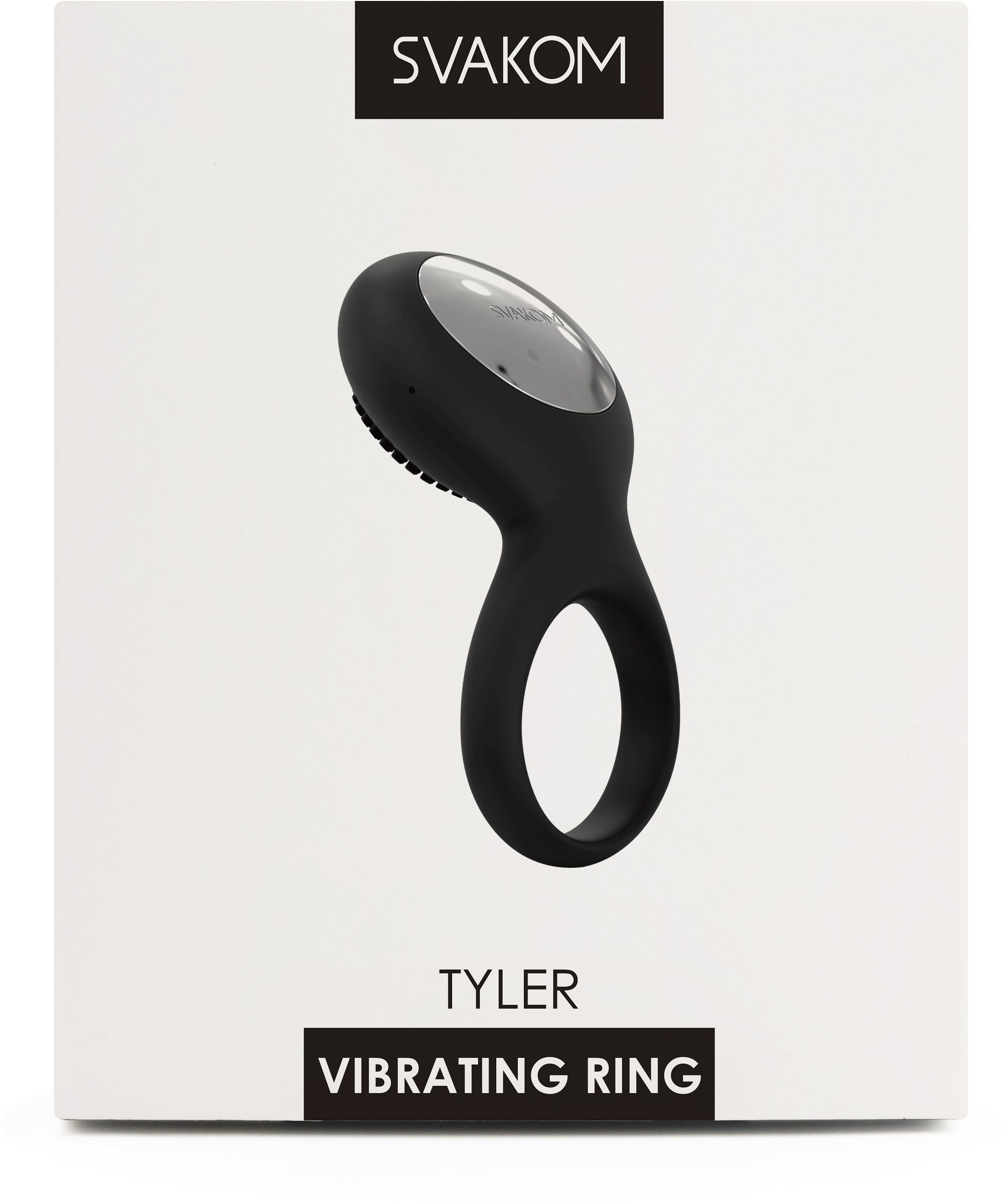 Чёрное перезаряжаемое эрекционное виброкольцо Tyler 8