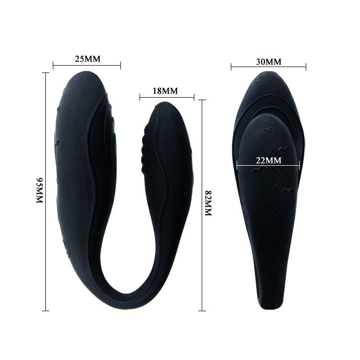 Чёрный вибромассажер для пар Indulgence Plus с ДУ 6