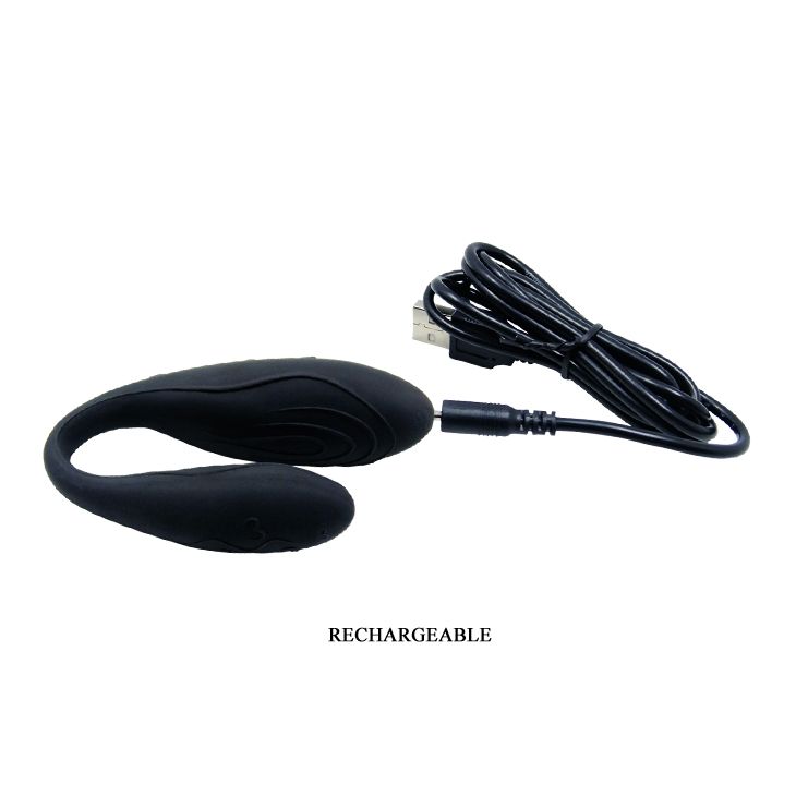 Чёрный вибромассажер для пар Indulgence Plus с ДУ 7