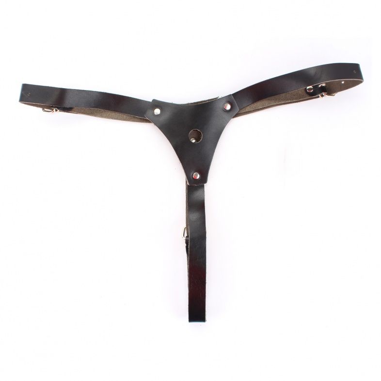 Черные кожаные трусики со штырьком 1