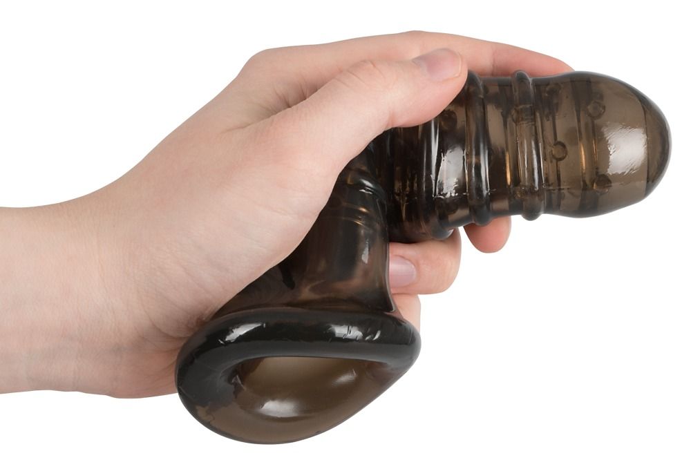 Насадка на пенис Rebel smoke с рёбрышками и отверстием под мошонку 4