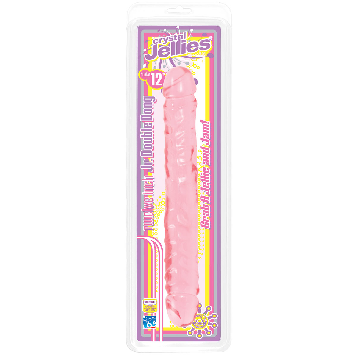 Двухсторонний гелевый фаллоимитатор Crystal Jellies 12" Jr. Double Dong - 30,5 см. 2
