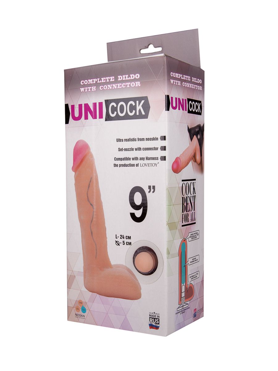 Фаллическая насадка Харнесс UNICOCK 9" - 24,5 см. 2