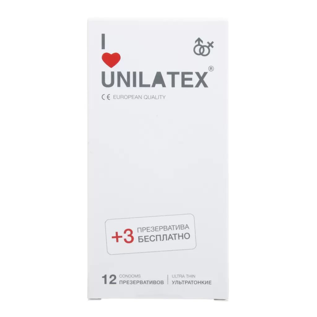 Ультратонкие презервативы Unilatex Ultra Thin - 12 шт. + 3 шт. в подарок 3