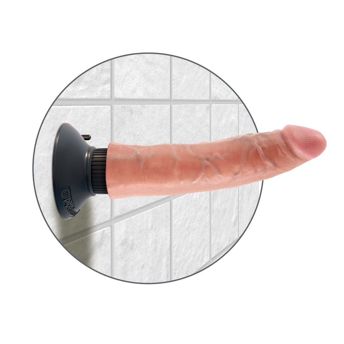 Вибромассажер телесного цвета 7" Vibrating Cock - 20 см. 4