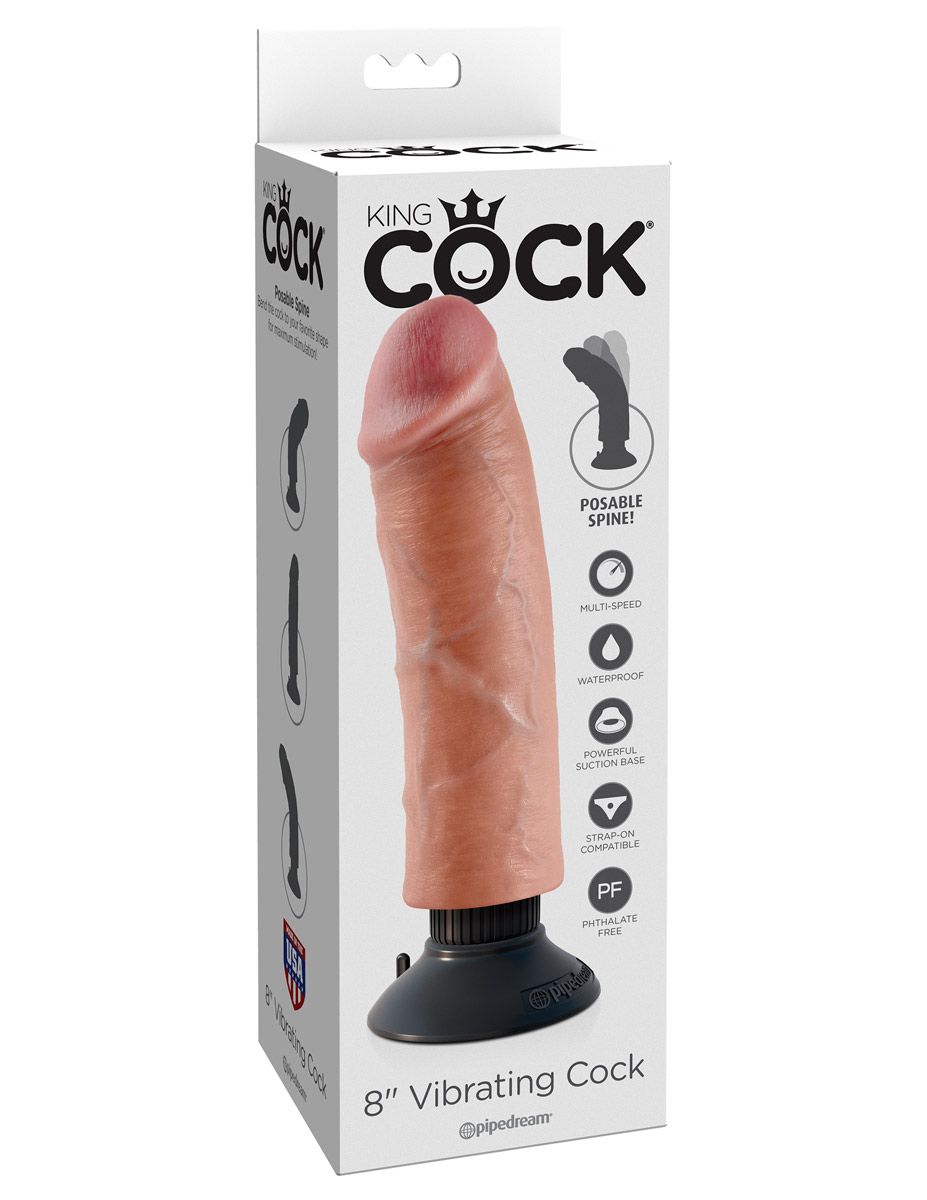 Вибромассажер на присоске 8" Vibrating Cock - 21,6 см. 7