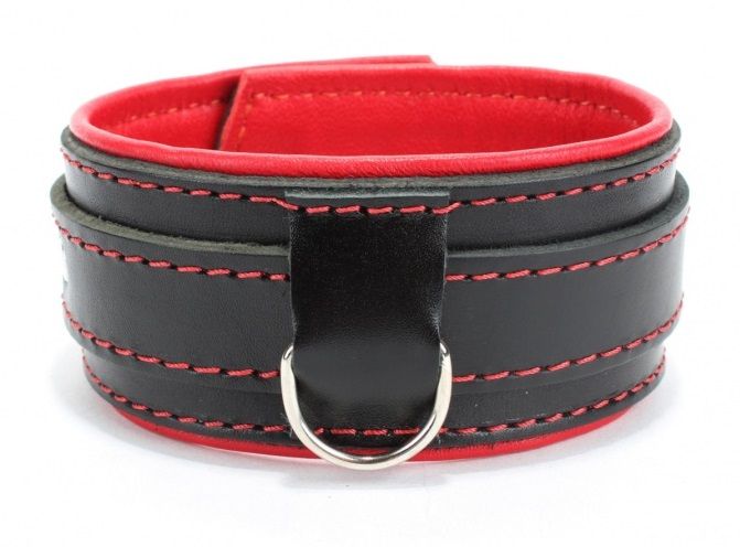 Черный ошейник с красным подкладом 1