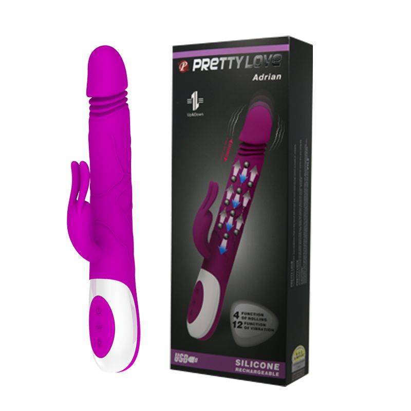 Перезаряжаемый вибратор Adrian с rolling-функцией и клиторальным отростком - 26,7 см. 1