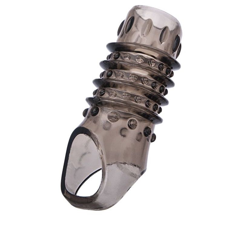 Открытая дымчатая насадка с точками и рёбрами ToyFa XLover - 11,5 см. 1