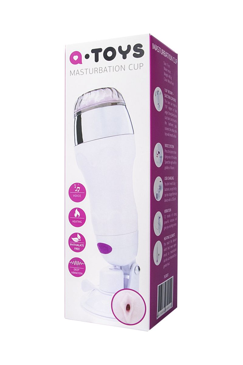 Мастурбатор-вагина в белой колбе с присоской и функцией нагрева 7