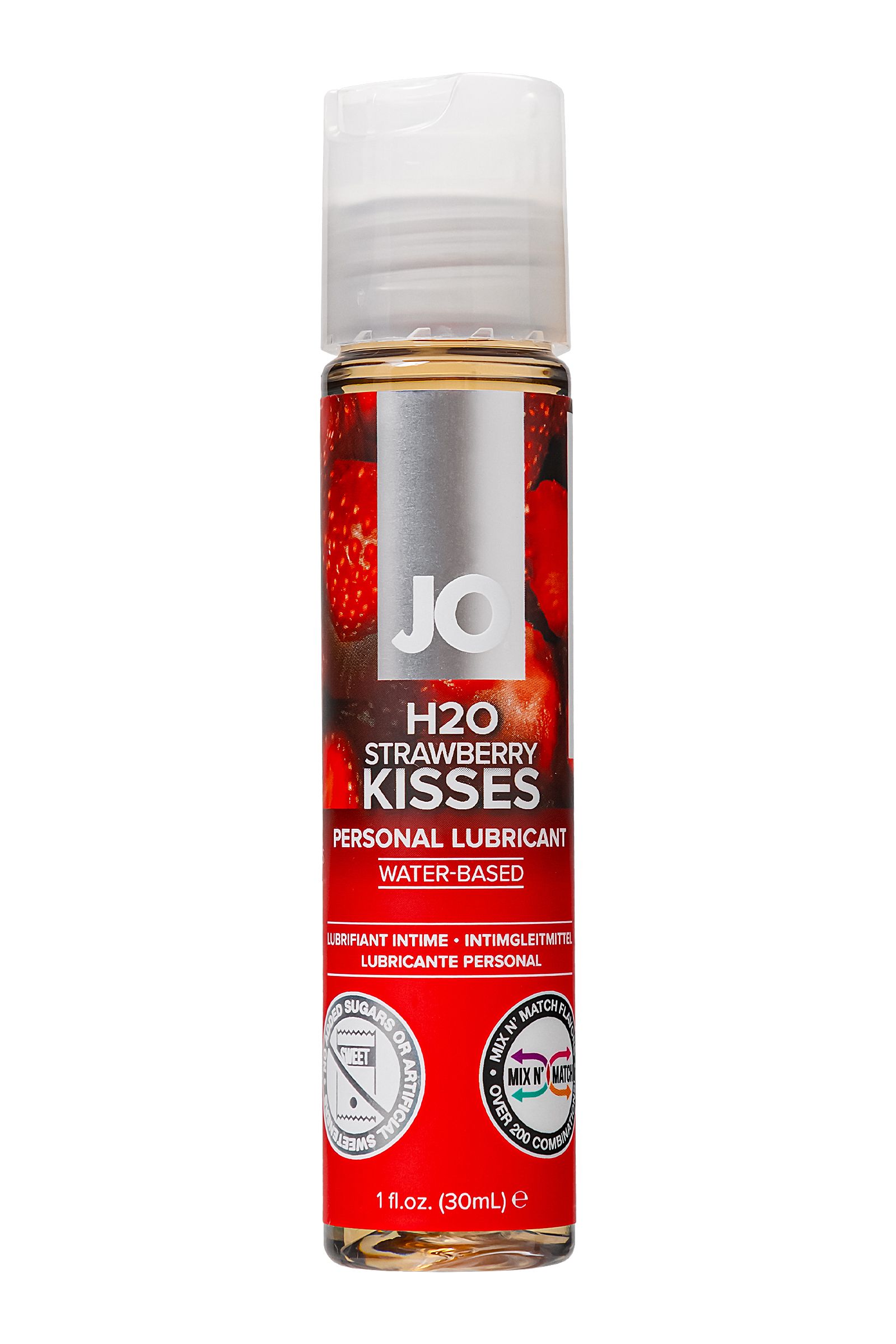 Лубрикант на водной основе с ароматом клубники JO Flavored Strawberry Kisses - 30 мл. 1