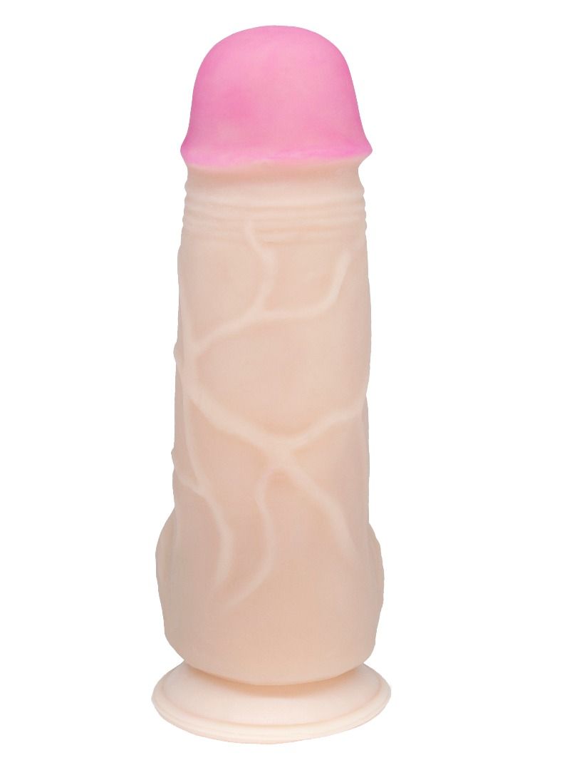 Телесный фаллоимитатор на присоске большого диаметра - 19,5 см. 3