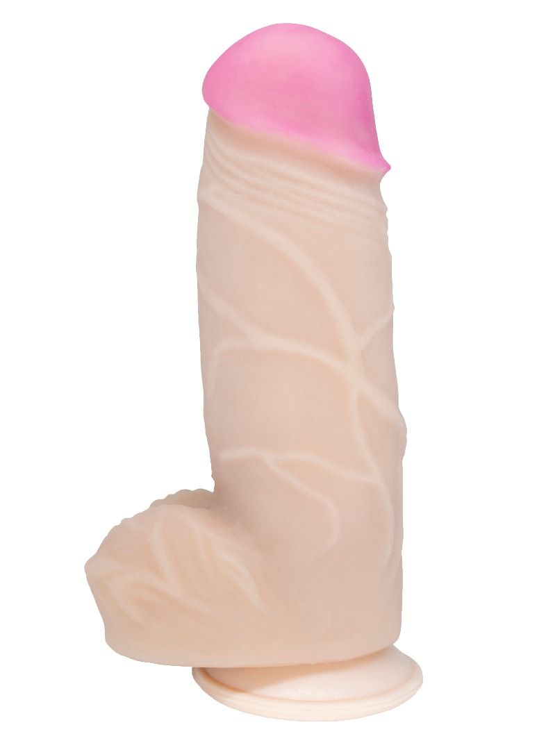 Телесный фаллоимитатор на присоске большого диаметра - 19,5 см. 1