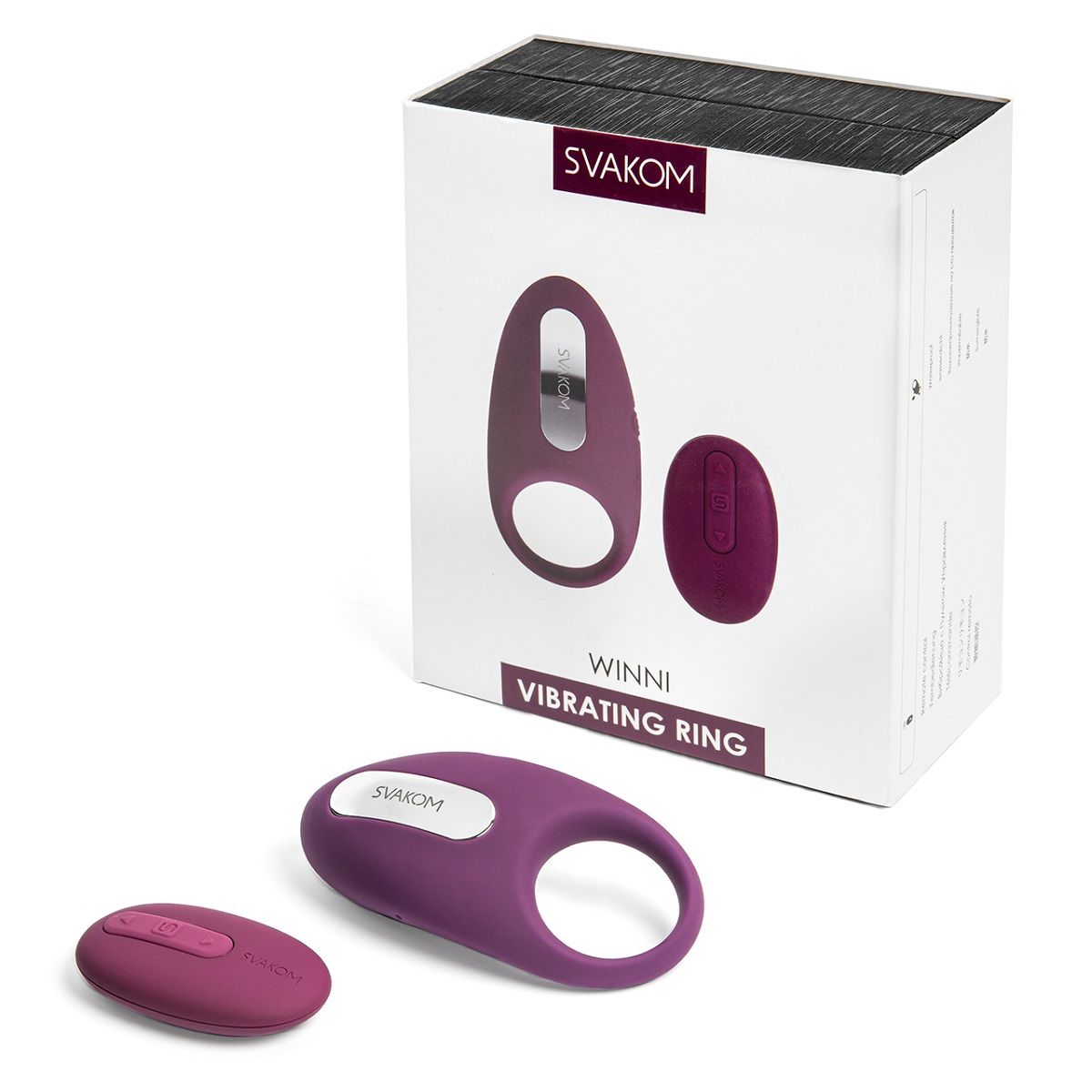 Фиолетовое эрекционное кольцо Winni с вибрацией и пультом ДУ 12