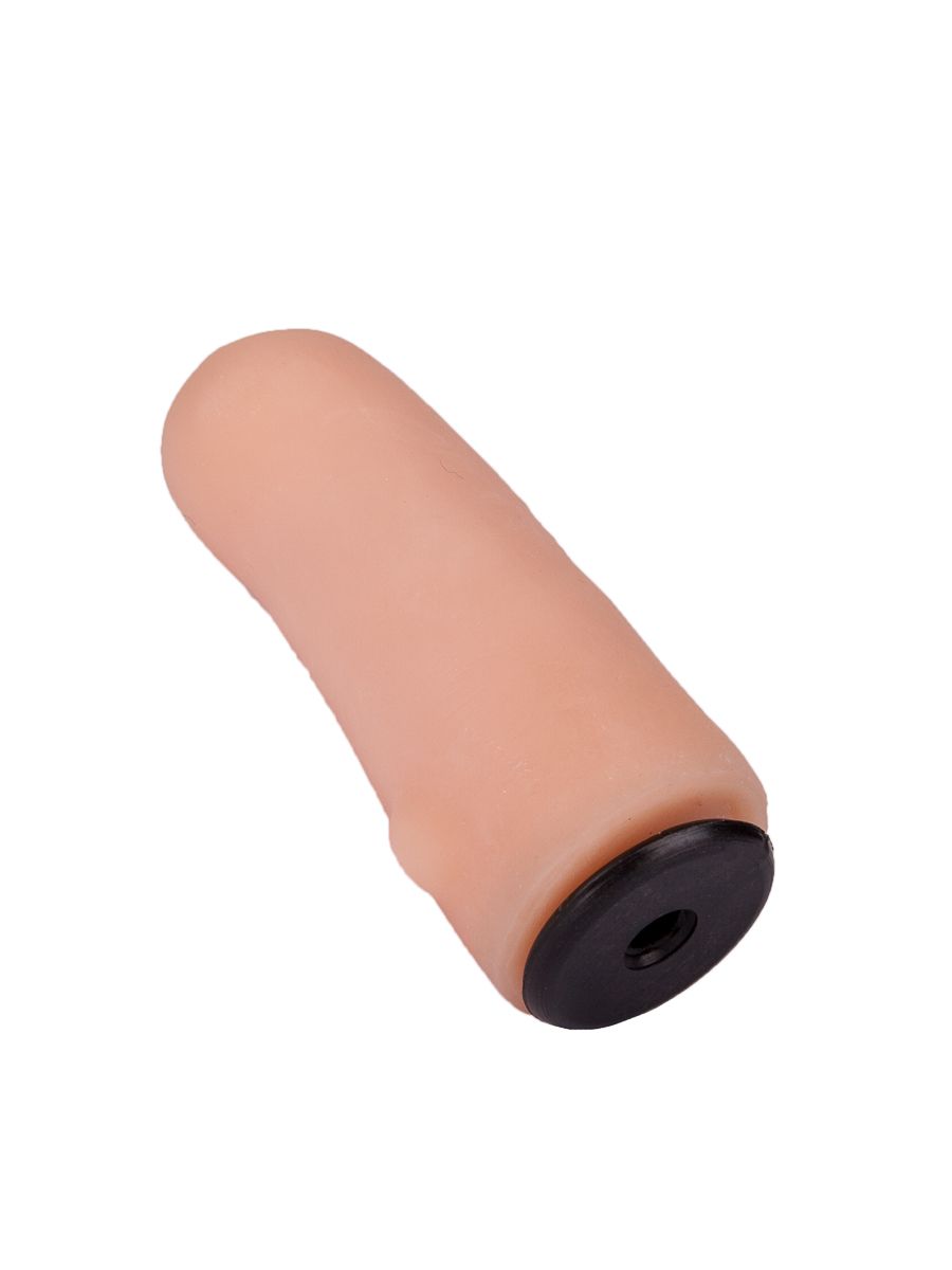 Женский страпон с чёрной насадкой и вагинальной пробкой - 18,5 и 10,5 см. 10