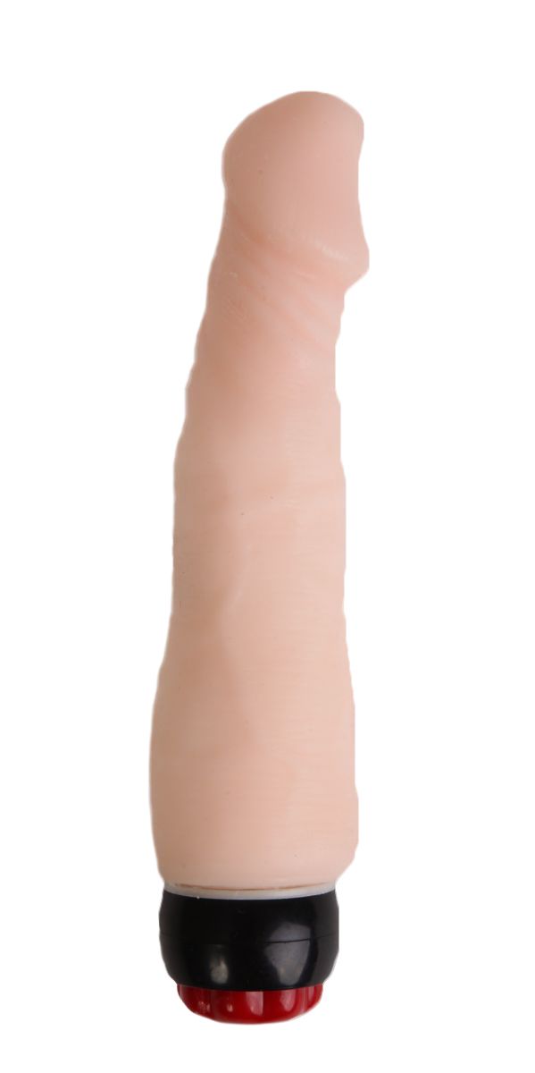 Телесный вибратор со встроенным пультом - 21 см. 1
