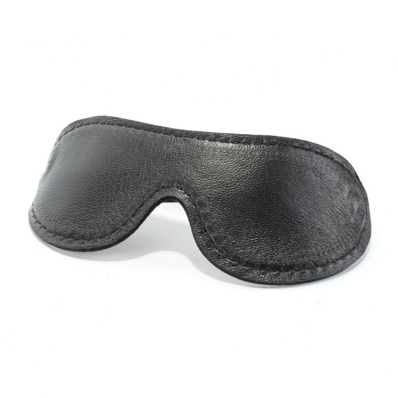 Черная кожаная маска на глаза с контрастной строчкой 2