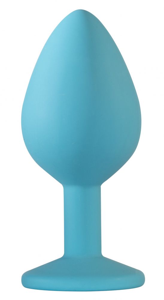 Средняя голубая анальная пробка Emotions Cutie Medium с фиолетовым кристаллом - 8,5 см. 1