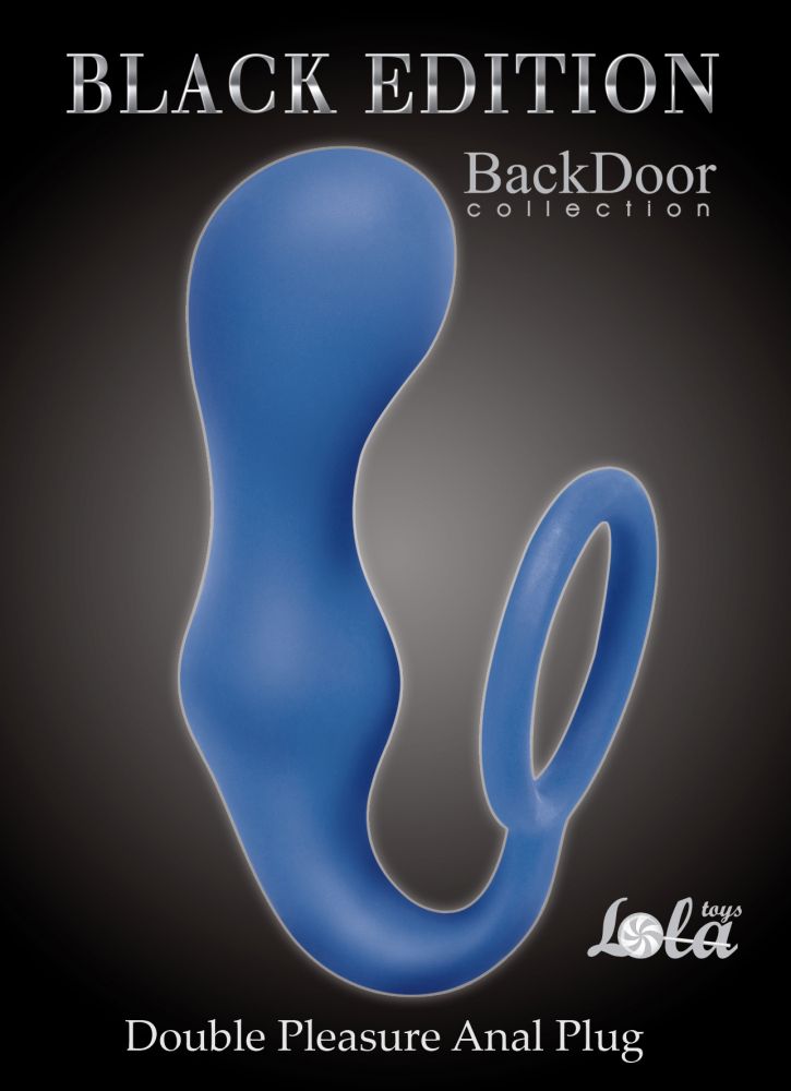 Синее эрекционное кольцо с анальной пробкой Double Pleasure Anal Plug 2