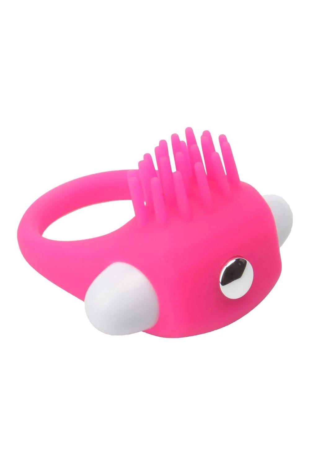 Розовое эрекционное кольцо с щеточкой Silicone Stimu Ring 2