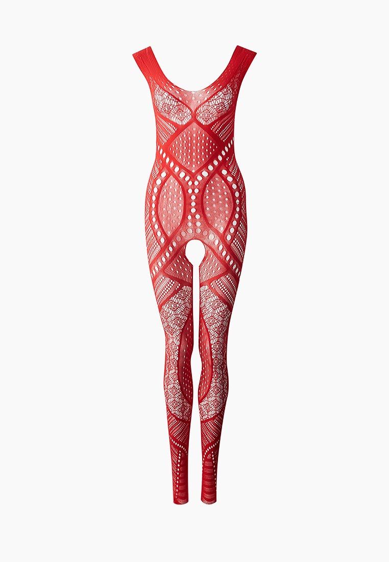 Красный комбинезон со сложным рисунком и интимным доступом 6