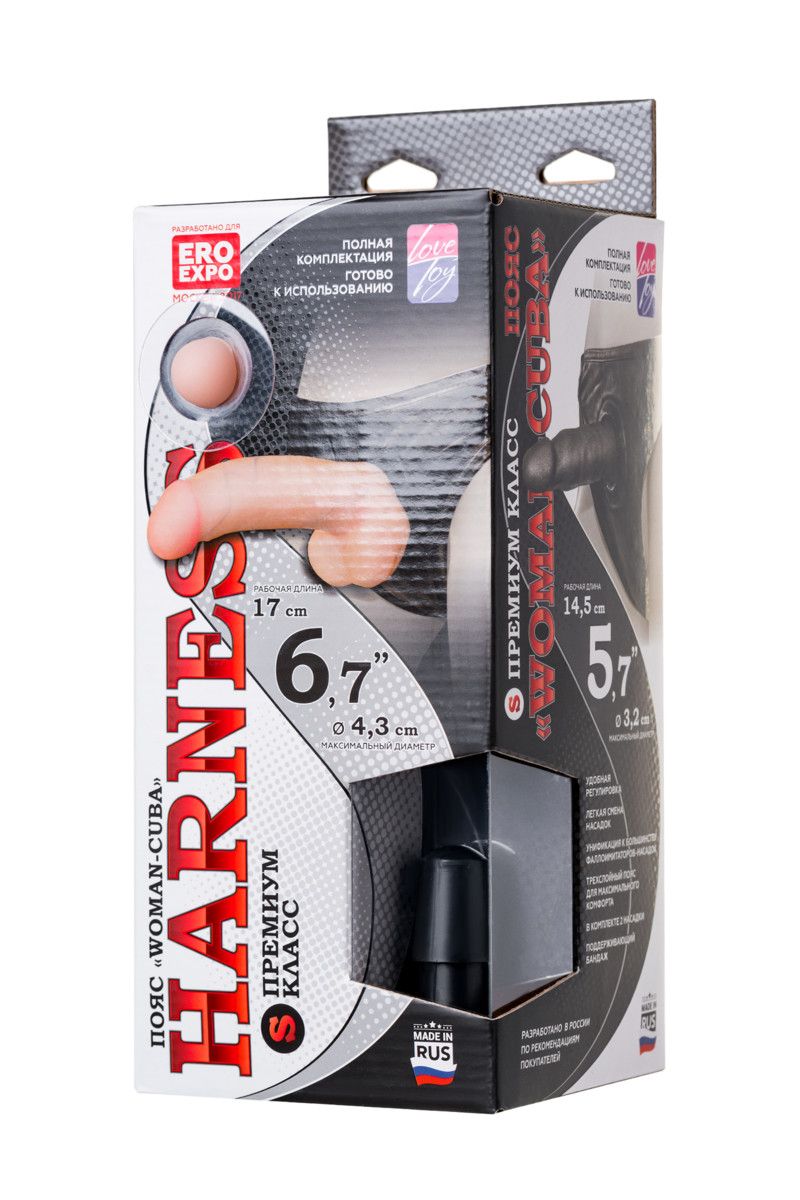 Трусики харнесс премиум класса WOMAN CUBA с 2 насадками 12
