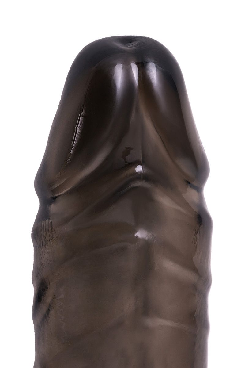 Дымчатая фаллическая насадка с подхватом и закрытой головкой - 16,2 см. 9