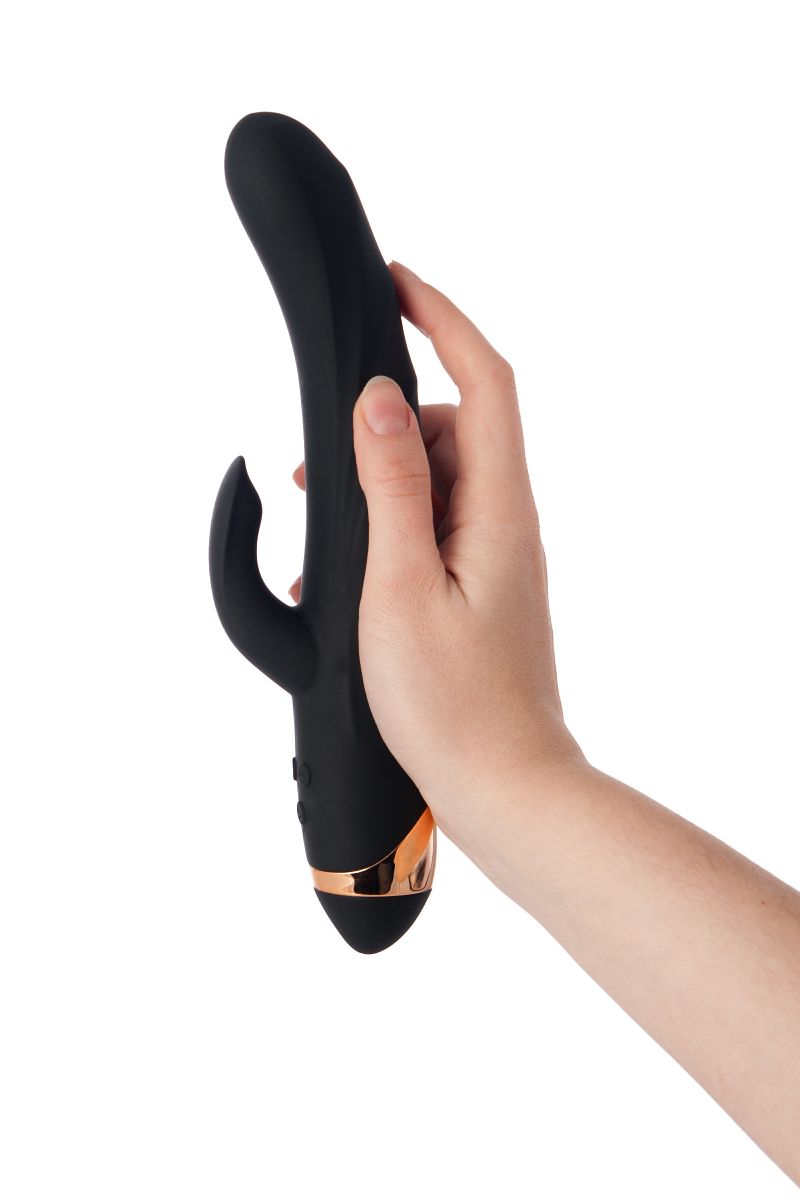 Чёрный вибратор WANAME Thunder с клиторальным отростком - 24,2 см. 6