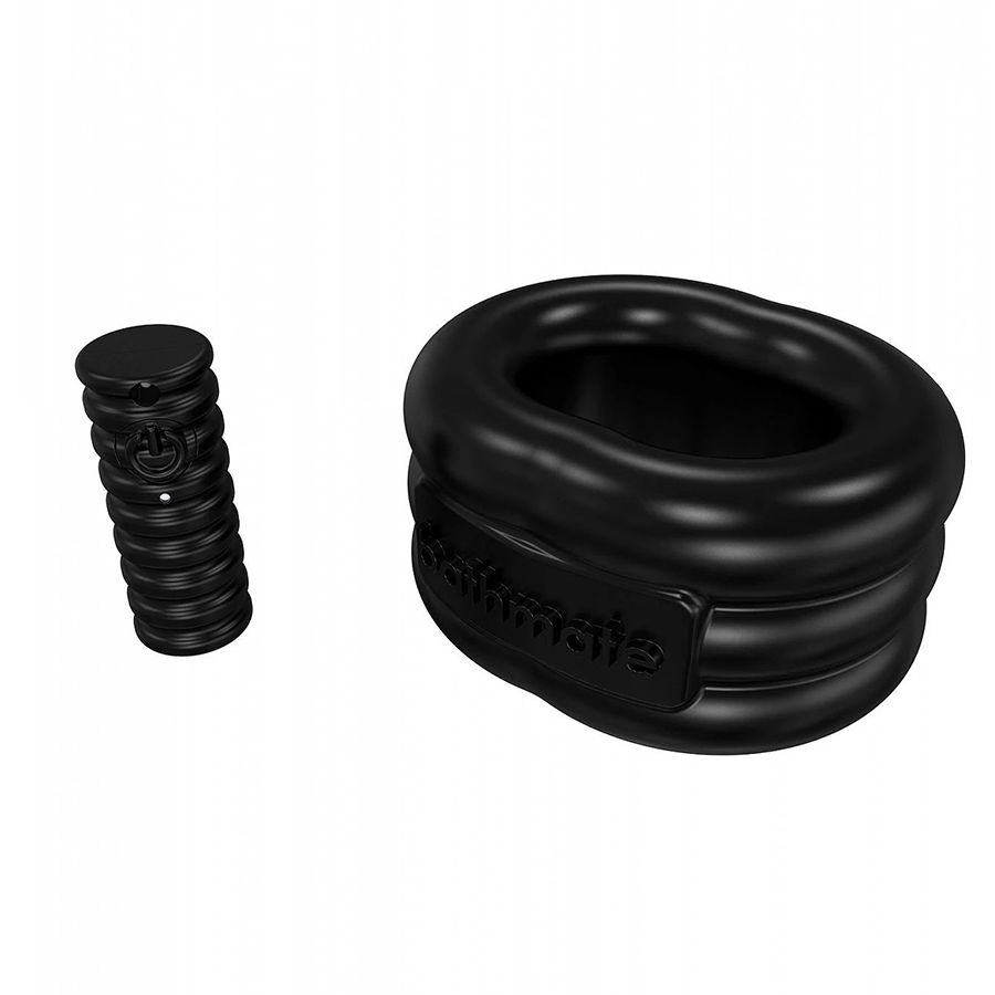 Чёрное эрекционное виброкольцо Stretch 2