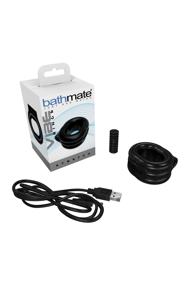 Чёрное эрекционное виброкольцо Stretch 5