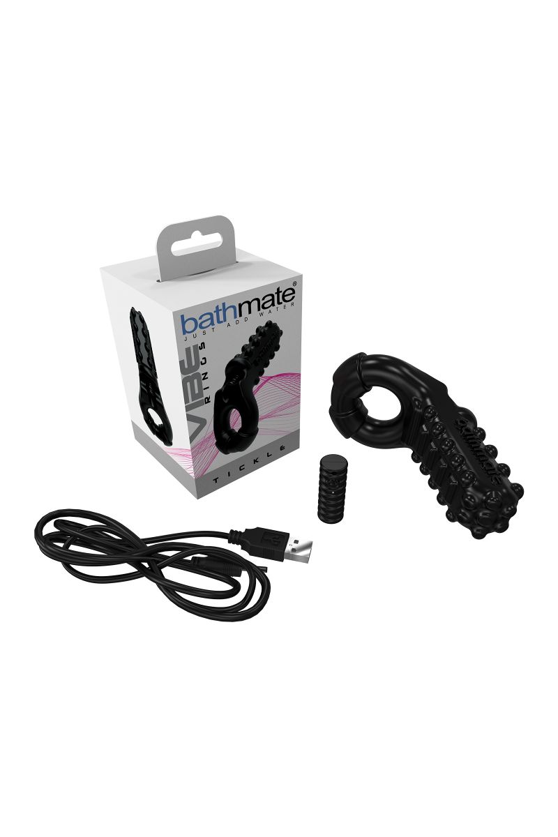 Чёрное эрекционное виброкольцо Tickle 6