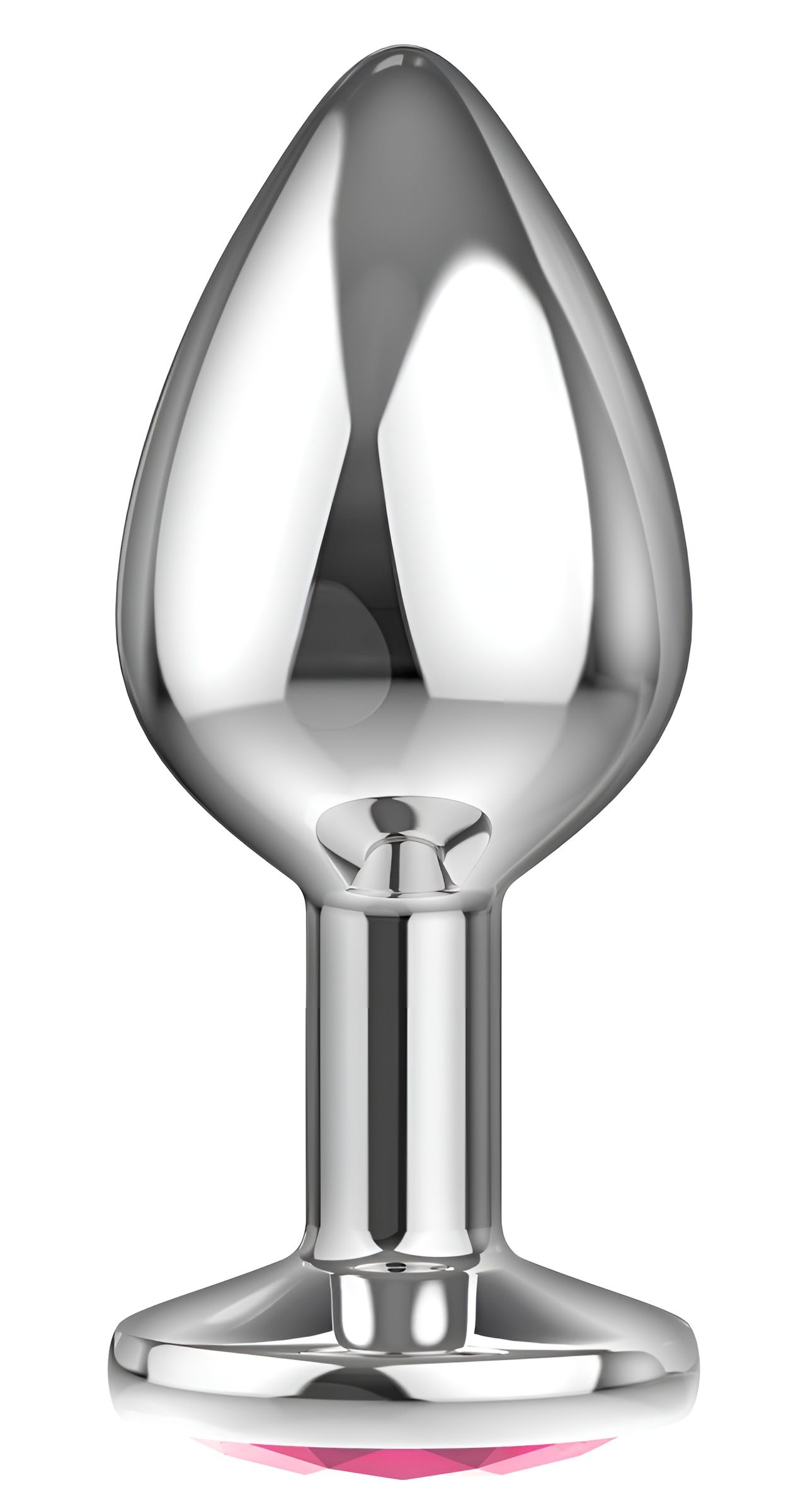 Большая серебристая анальная пробка Diamond Pink Sparkle Large с розовым кристаллом - 8 см. 2