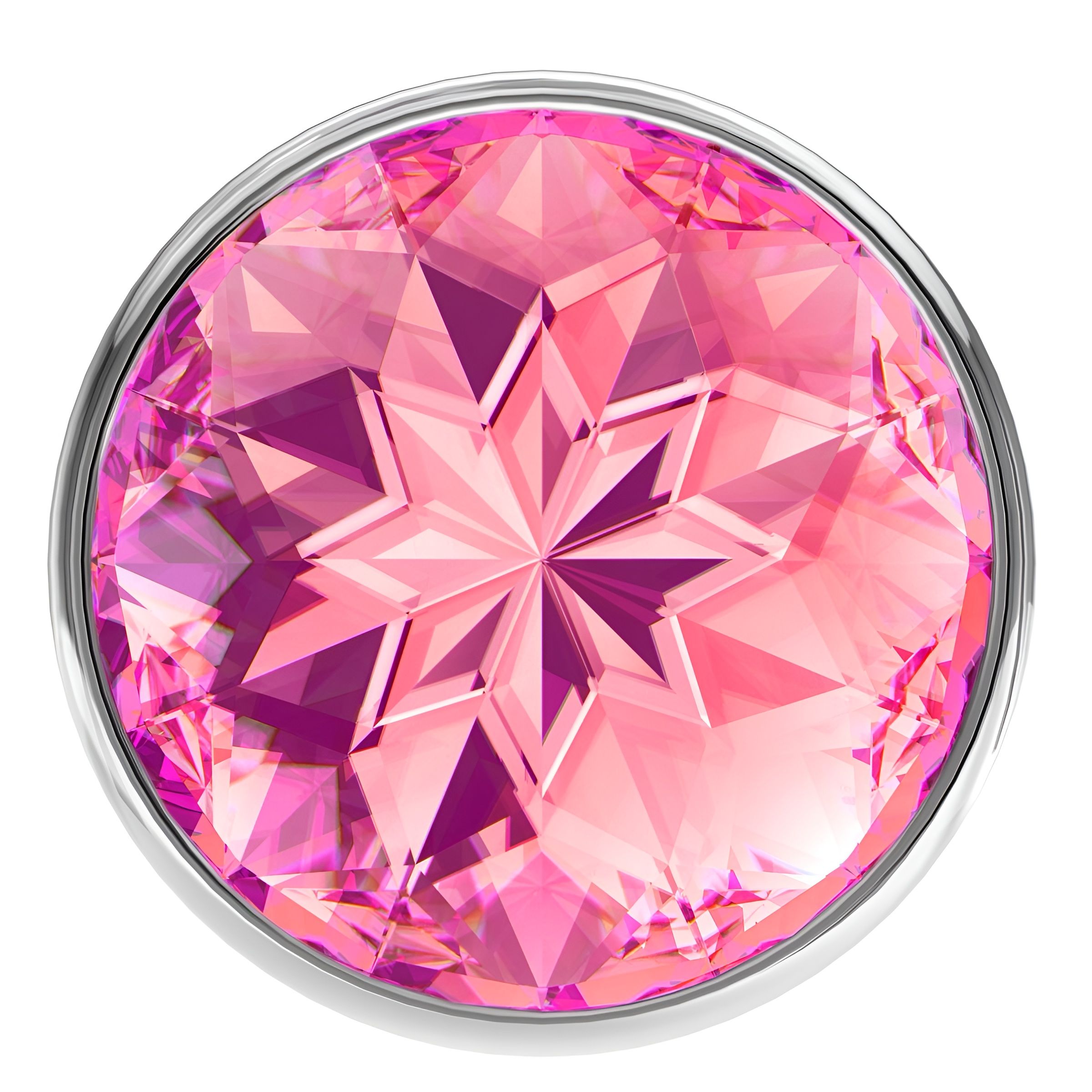 Большая серебристая анальная пробка Diamond Pink Sparkle Large с розовым кристаллом - 8 см. 3